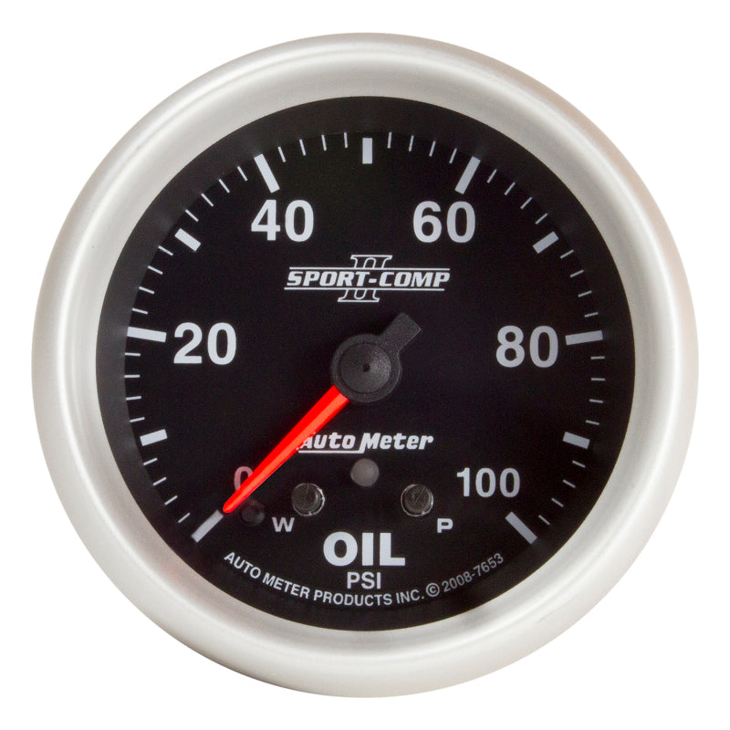 AutoMeter Gauge Oil Press 2-5/8in. 100PSI Stepper Motor W/ Peak & Warn Sport-Comp II 7653