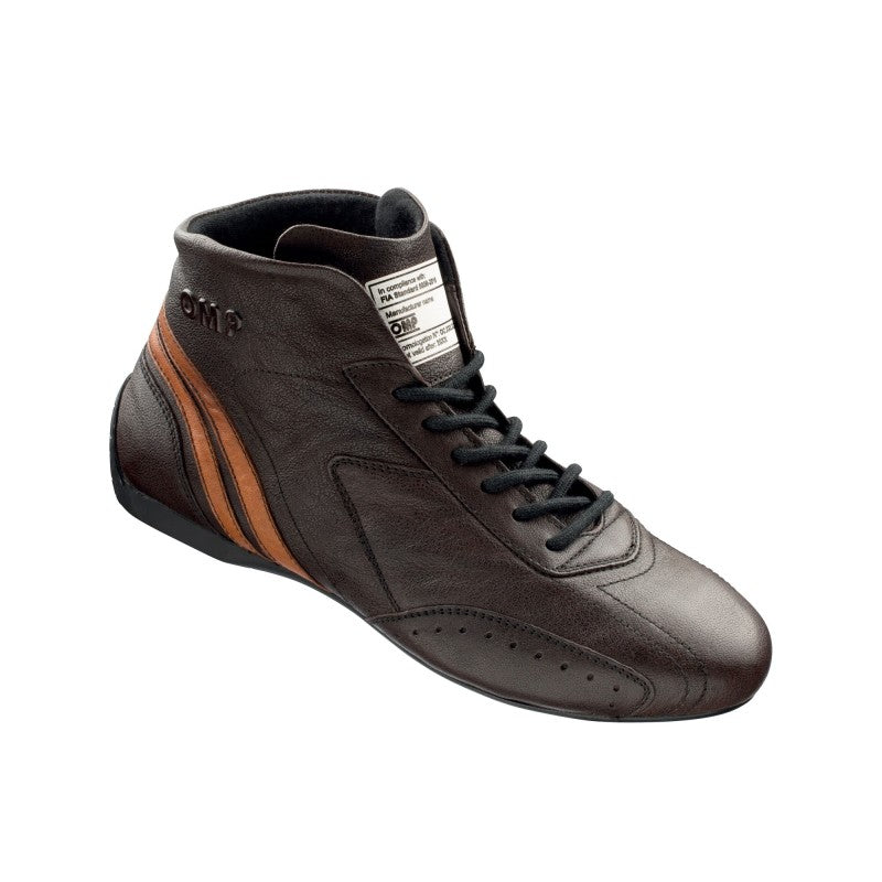 OMP Carrera Low Racing Boots - Dark Brown - EU 43 / US 10 - FIA 8856-2018 - IC0-0784-B01-014-43