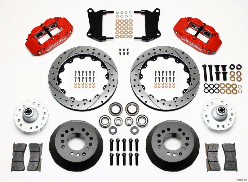 Wilwood Narrow Superlite 6R Front Hub Kit 12.88in Drill Red 67-69 Camaro 64-72 Nova Chevelle Wilwood