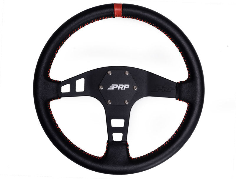 PRP Flat Leather Steering Wheel- Red G213
