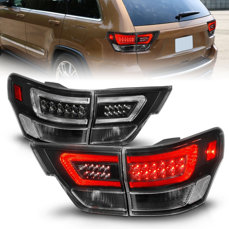 ANZO JEEP GRAND CHEROKEE 11-13 LED LIGHT BAR TAIL LIGHTS 4PCS BLACK CLEAR LENS - 311439