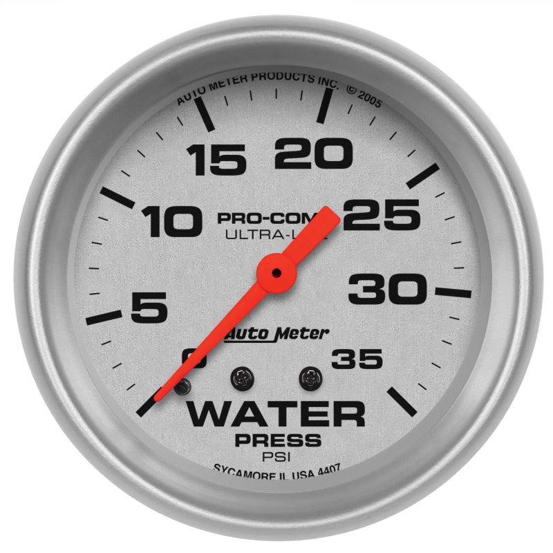 Autometer 66.7mm 35 PSI Mechanical Water Pressure Gauge 4407