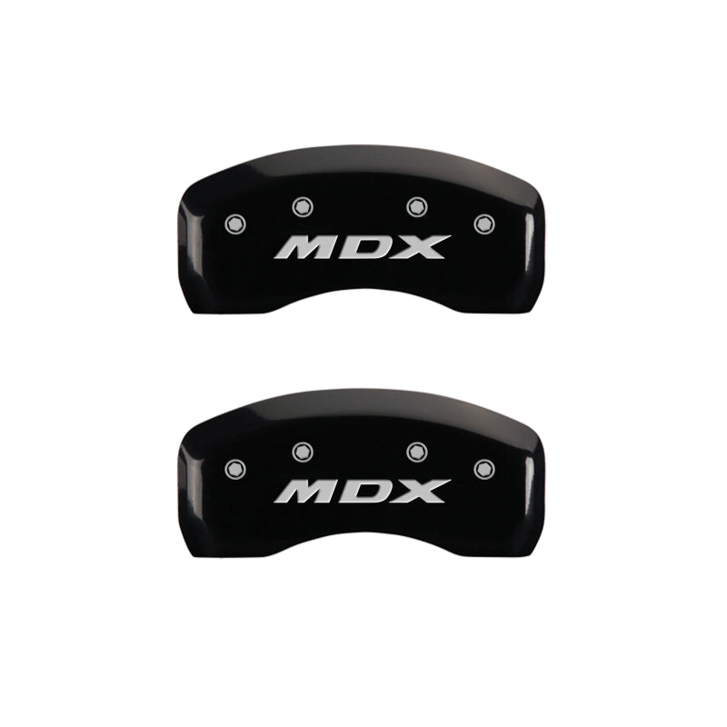 MGP 4 Caliper Covers Engraved Front Acura Engraved Rear MDX Black finish silver ch MGP