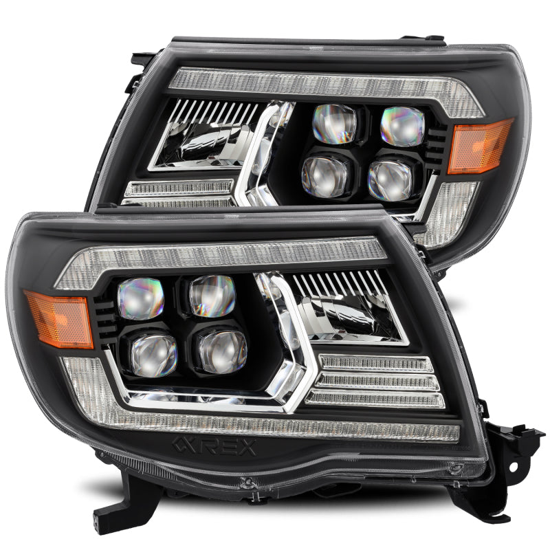 AlphaRex 880742 05-11 Toyota Tacoma NOVA LED Projector Headlights Plank Style Alpha Black w/Activ Light/DRL