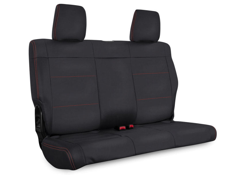 PRP 07 Jeep Wrangler JKU Rear Seat Cover/4 door - Black with Red Stitching B025-01