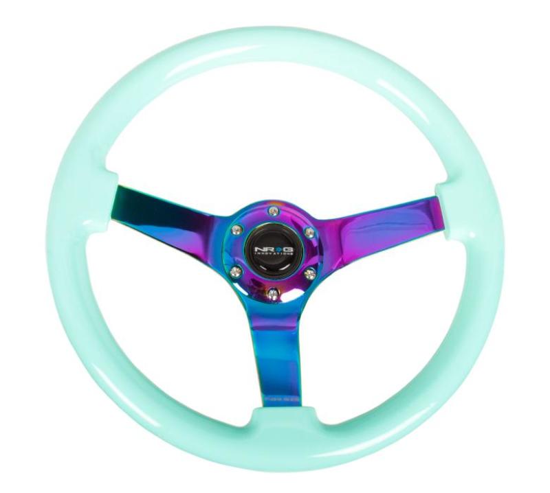 NRG Innovations 350mm Reinforced Woodgrain Steering Wheel - Wood Grain - Minty Fresh – RST-036MF-MC