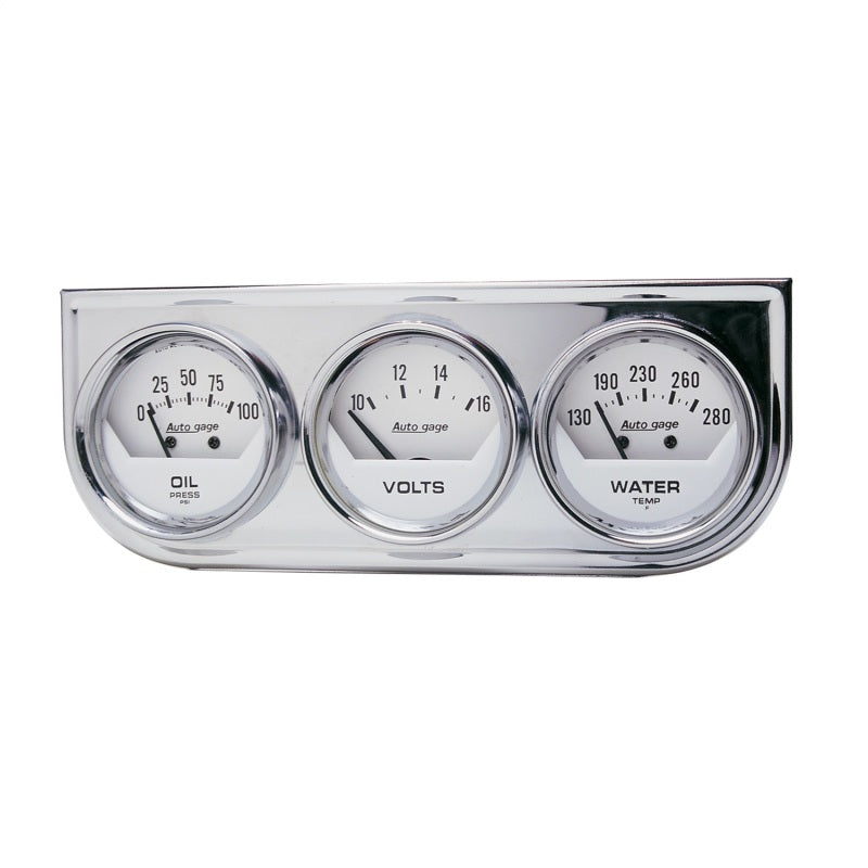 Autometer AutoGage 2in 0-100 PSI Oil Press/ 16 Volt / 130-280 Deg Water Temp - Chrome Bezel 2325