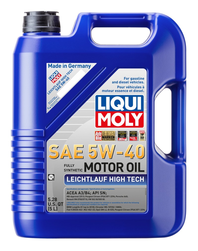 LIQUI MOLY 5L Leichtlauf (Low Friction) High Tech Motor Oil 5W40 LIQUI MOLY