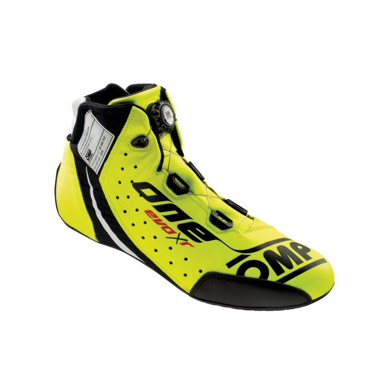 OMP One Evo X R Auto Racing Shoes - Fluo Yellow - EU 38/US 6 - FIA 8856-2018
