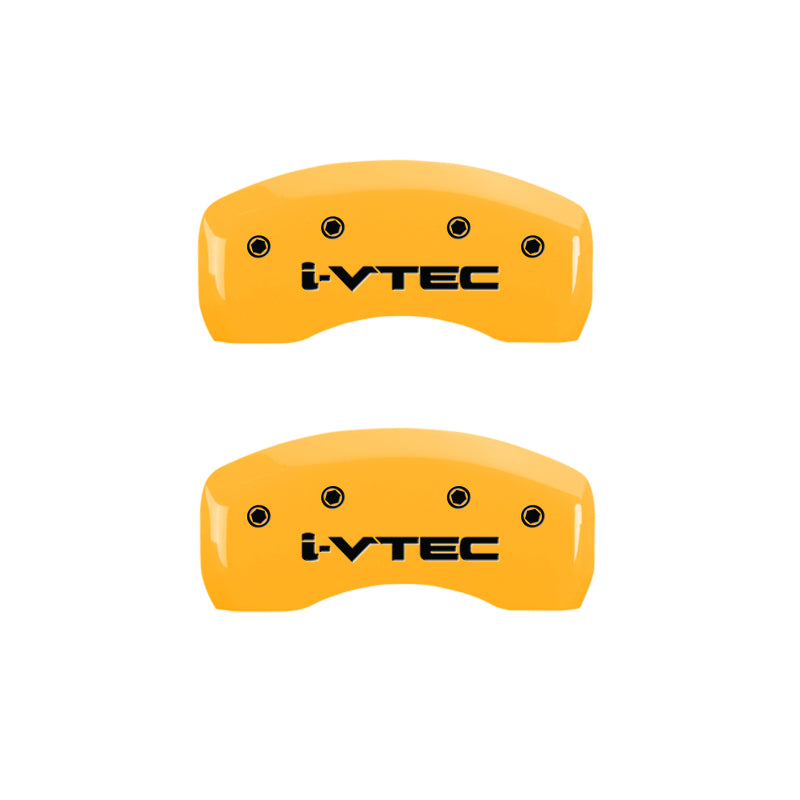 MGP 4 Caliper Covers Engraved Front & Rear i-Vtec Yellow finish black ch MGP