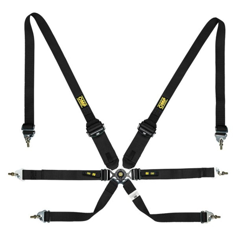 OMP ONE 3+2 6-Point Endurance Racing Harness - Black - FIA 8853-2016 - DA0-0205-A02-071