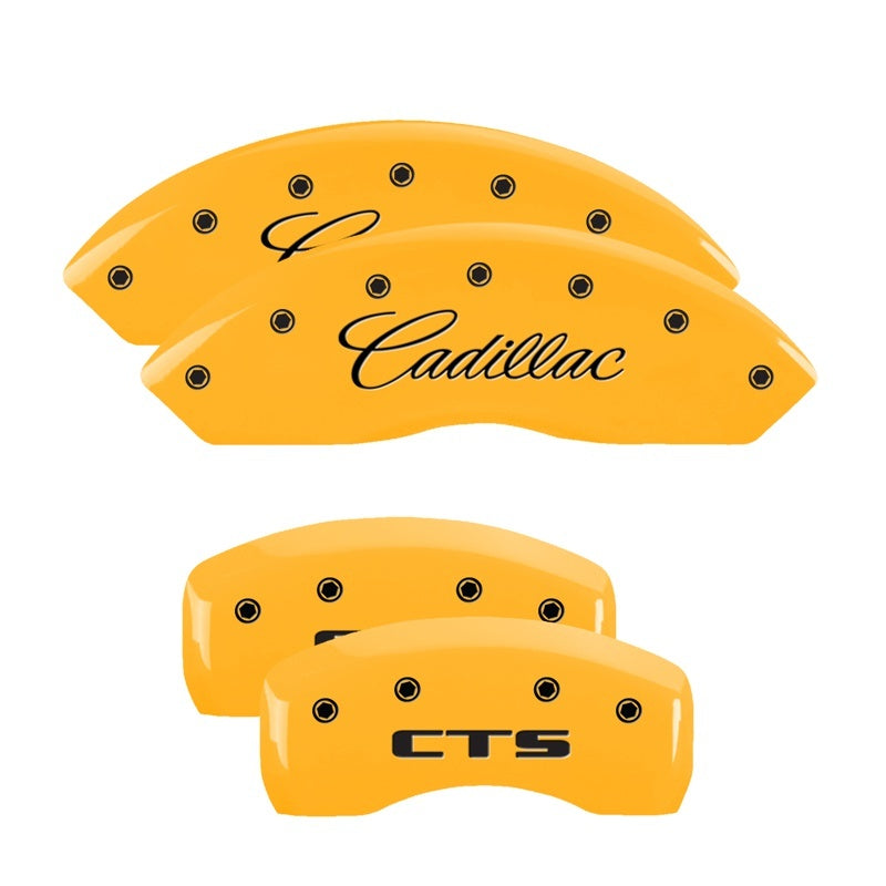 MGP 4 Caliper Covers Engraved Front Cadillac Rear CTS Yellow Finish Black Char 2004 Cadillac CTS MGP