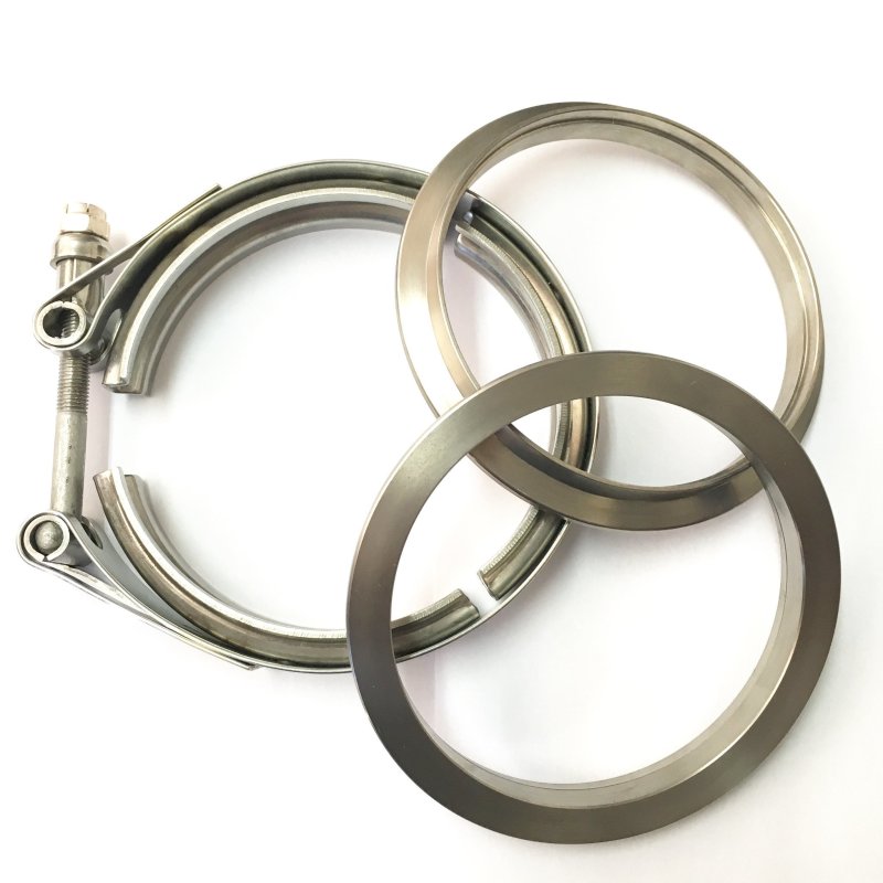 Ticon 3.5in Titanium V-Band Clamp Assembly (2 Flanges/1 Clamp)