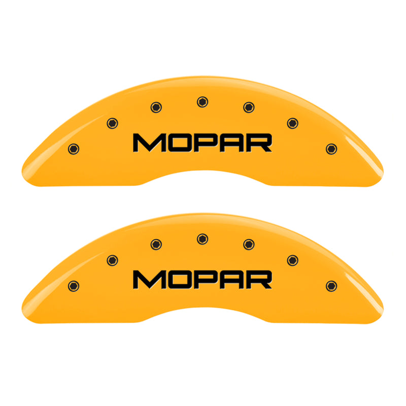 MGP 4 Caliper Covers Engraved Front & Rear MOPAR Yellow finish black ch MGP