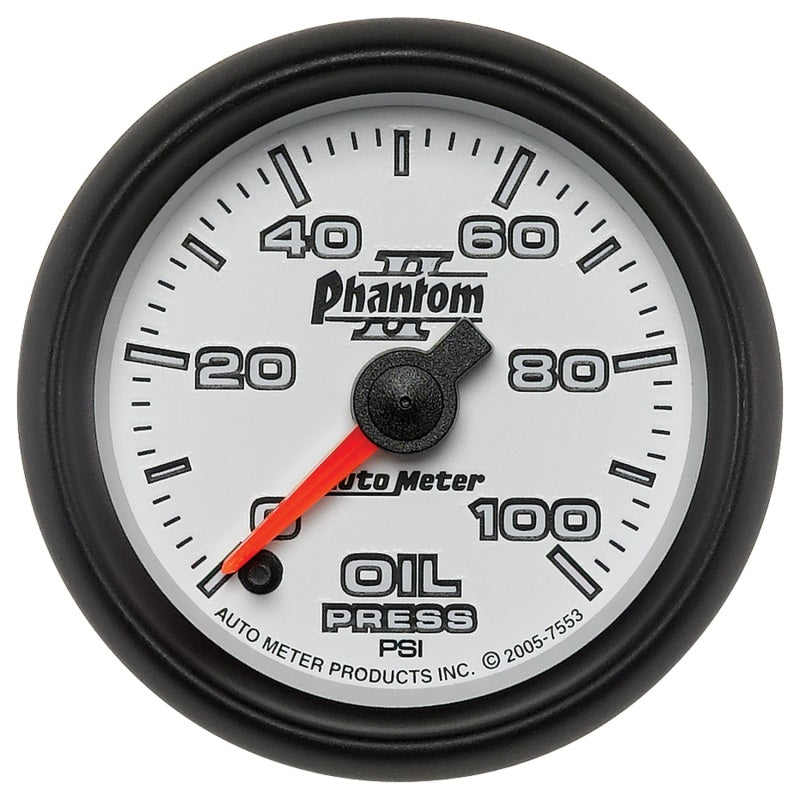 Autometer Phantom II 52mm Full Sweep Electronic 0-100 PSI Oil Pressure Gauge 7553