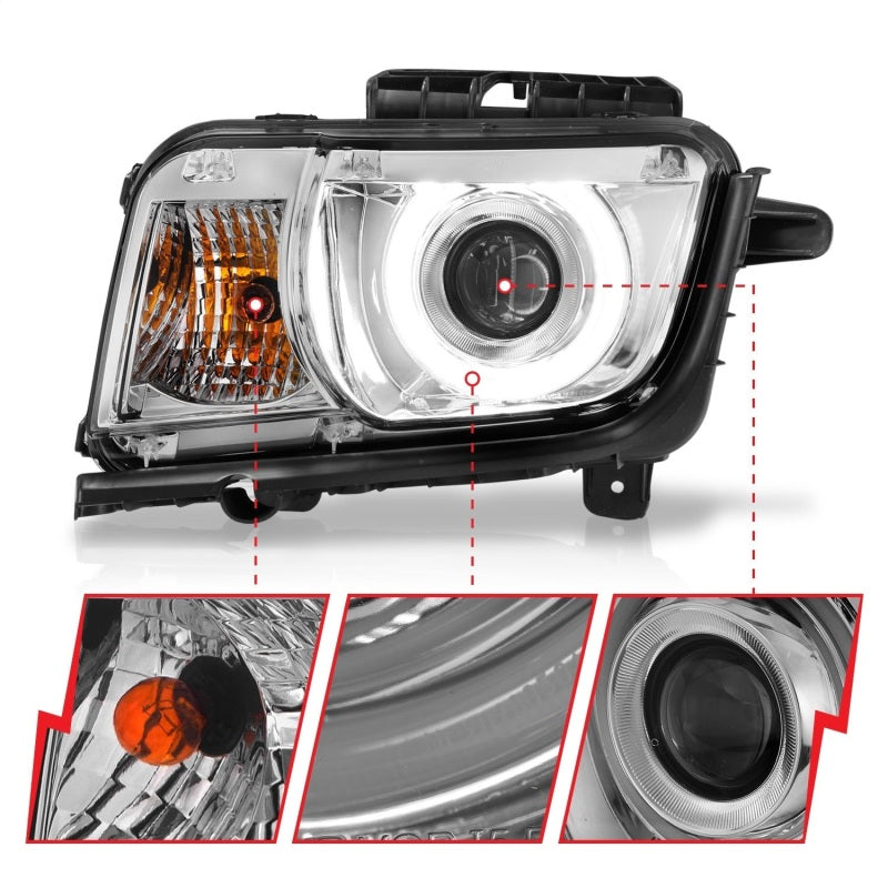 ANZO 2010-2013 Chevrolet Camaro Projector Headlights w/ Halo Chrome (CCFL) ANZO