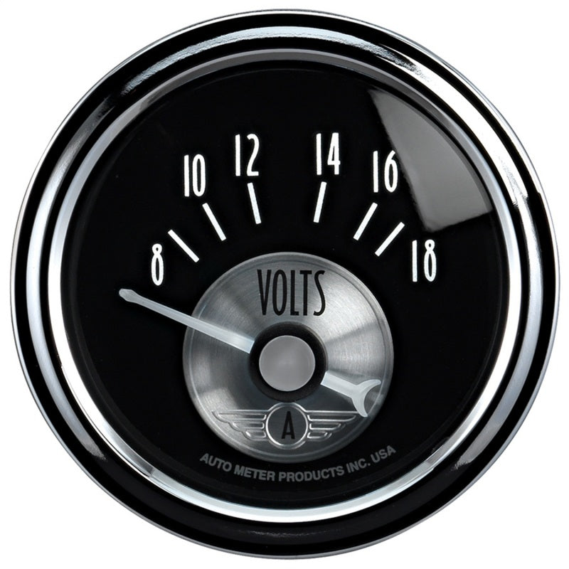 Autometer Prestige Series Black 2-1/16in 8-18V Short Sweep Electronic Voltmeter Gauge 2093