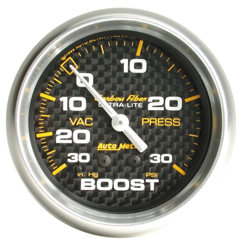 Autometer Carbon Fiber 52mm 30 PSI Mechanical Boost Gauge 4803