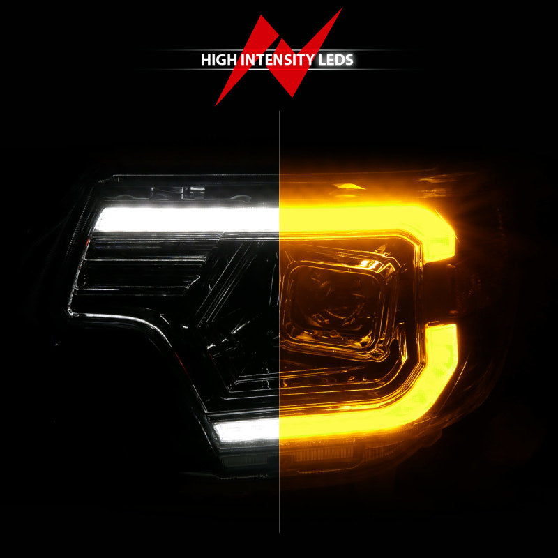 ANZO 12-15 Toyota Tacoma Projector Headlights - w/ Light Bar Switchback Chrome Housing ANZO