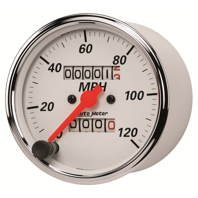 Autometer Arctic White 3-1/8in 0-120 MPH Mechanical Speedometer Gauge 1396