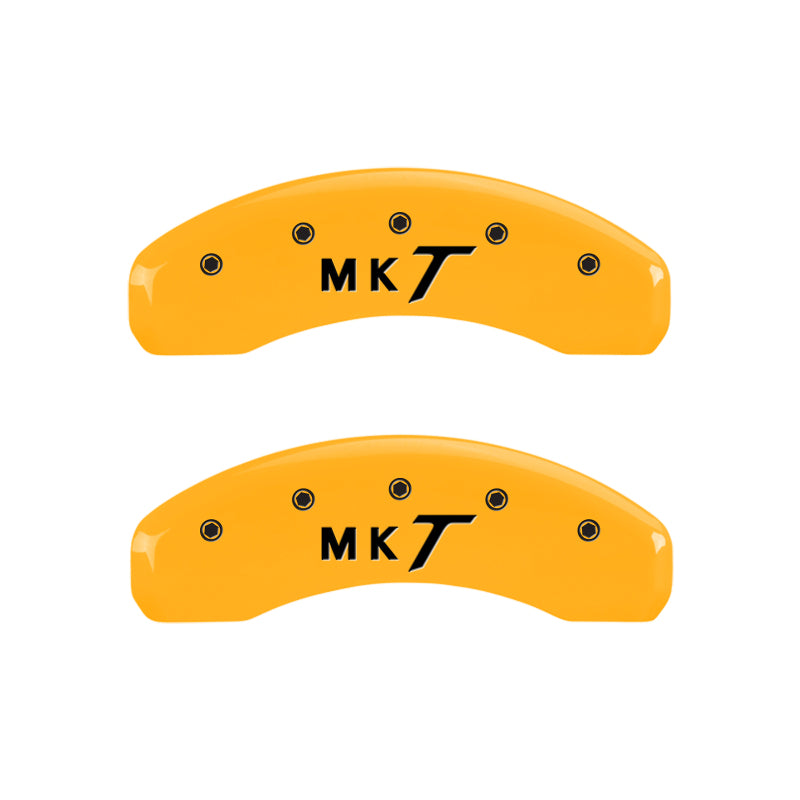 MGP 4 Caliper Covers Engraved Front Lincoln Engraved Rear MKT Yellow finish black ch MGP