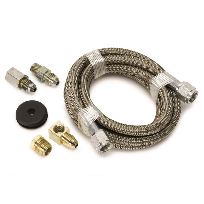 Autometer #4 Braided SS Line (-4AN) 6ft -4AN and 1/8in NPTF Fittings 3228