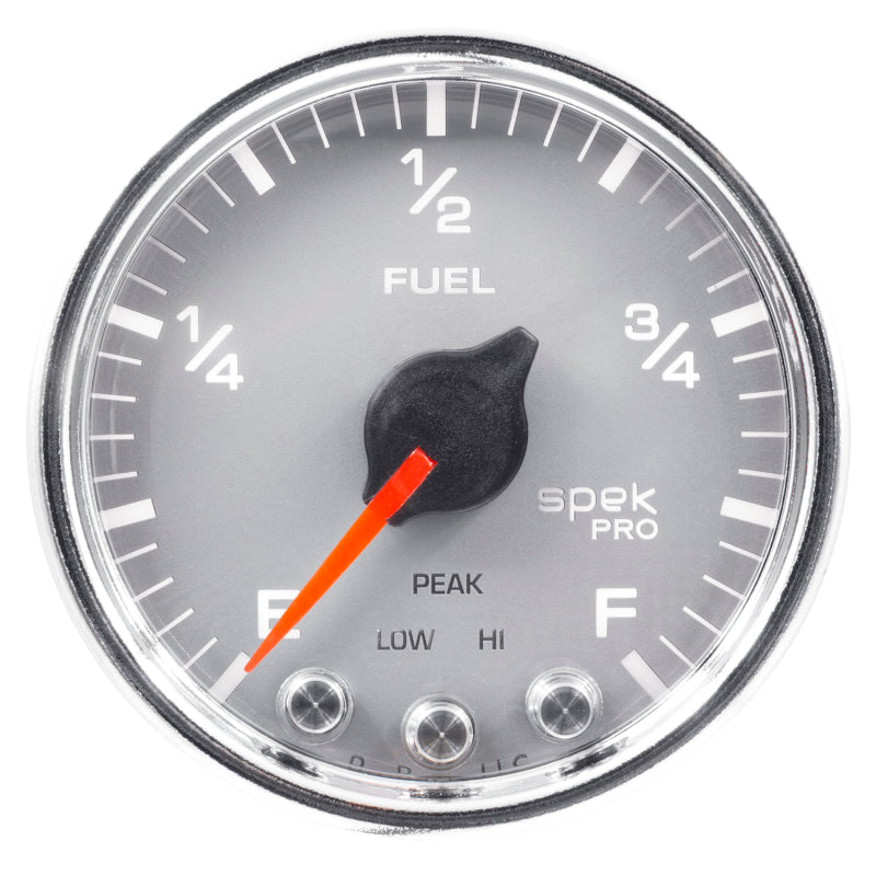 Autometer Spek-Pro Gauge Fuel Level 2 1/16in 0-270 Programmable Slvr/Chrm P31221
