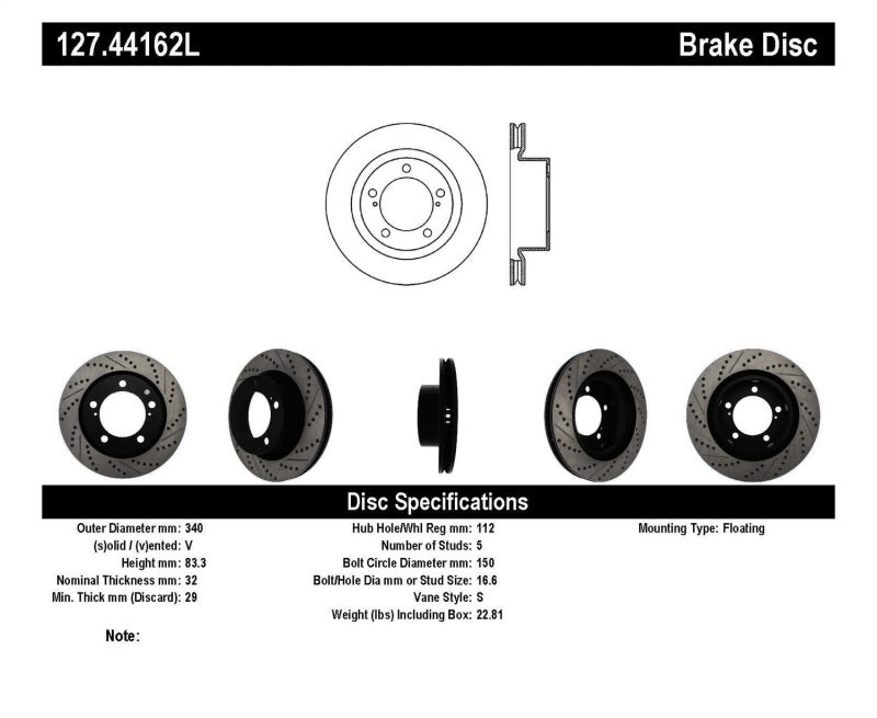 StopTech Slotted & Drilled Sport Brake Rotor Stoptech