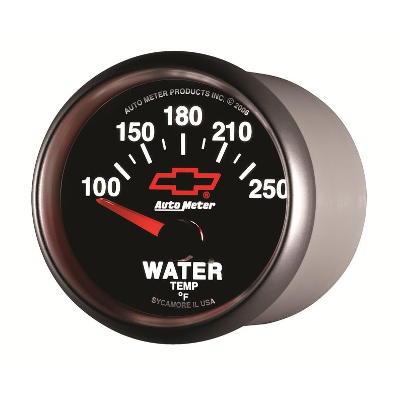 Autometer GM Bowtie Black 2-1/16in 100-250 F Pedestal Electronic Water Temp Gauge 3637-00406