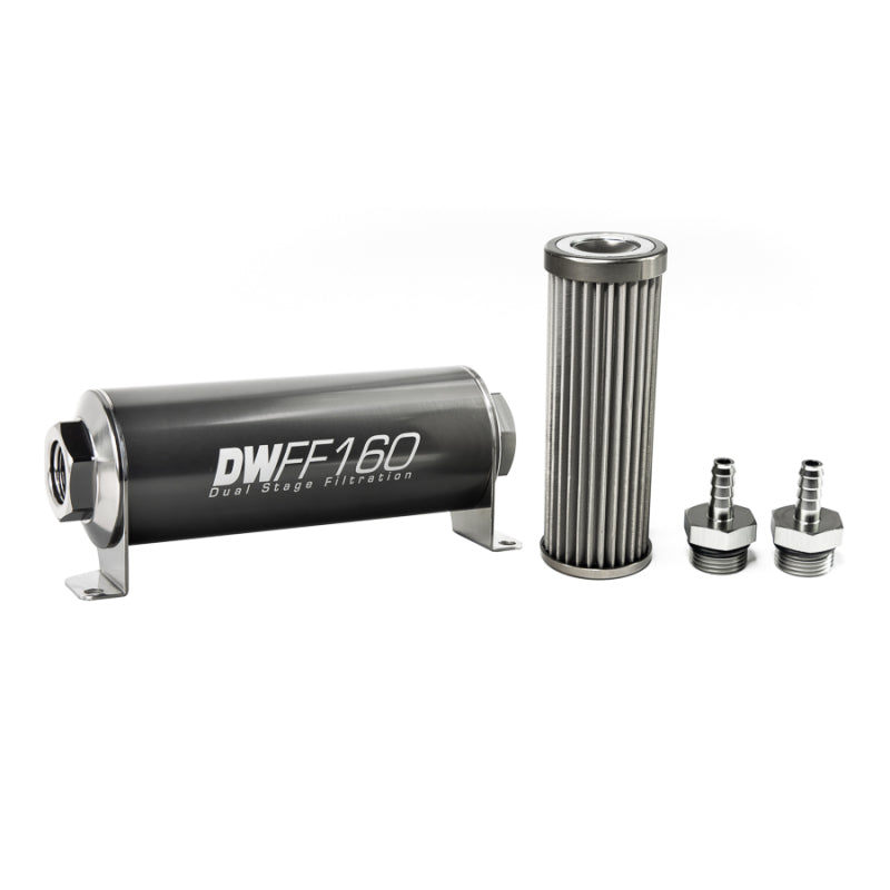 DeatschWerks Stainless Steel 6AN 5 Micron Universal Inline Fuel Filter Housing Kit (70mm) main image 1
