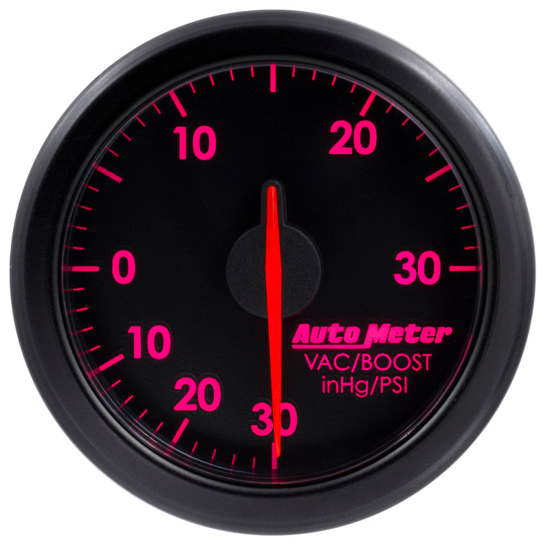 Autometer Airdrive 2-1/6in Boost/Vac Gauge 30in HG/30 PSI - Black 9159-T