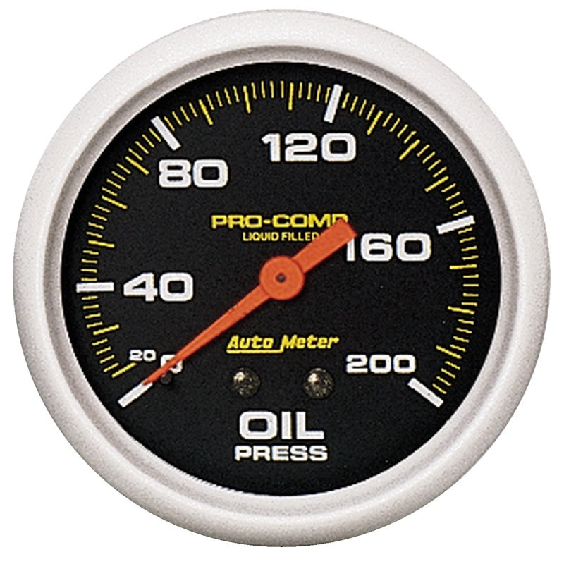 AutoMeter Gauge Oil Press 2-5/8in. 200PSI Liquid Filled Mech Pro-Comp 5422
