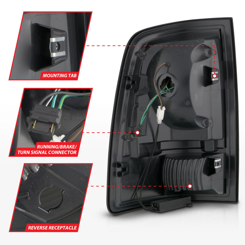 ANZO DODGE RAM 1500 09-18 / RAM 2500/3500 10-18 LED TAIL LIGHTS BLACK CLEAR LENS W/ SEQUENTIAL (NOT FOR OE LED TAIL LIGHT MODELS) - 311452