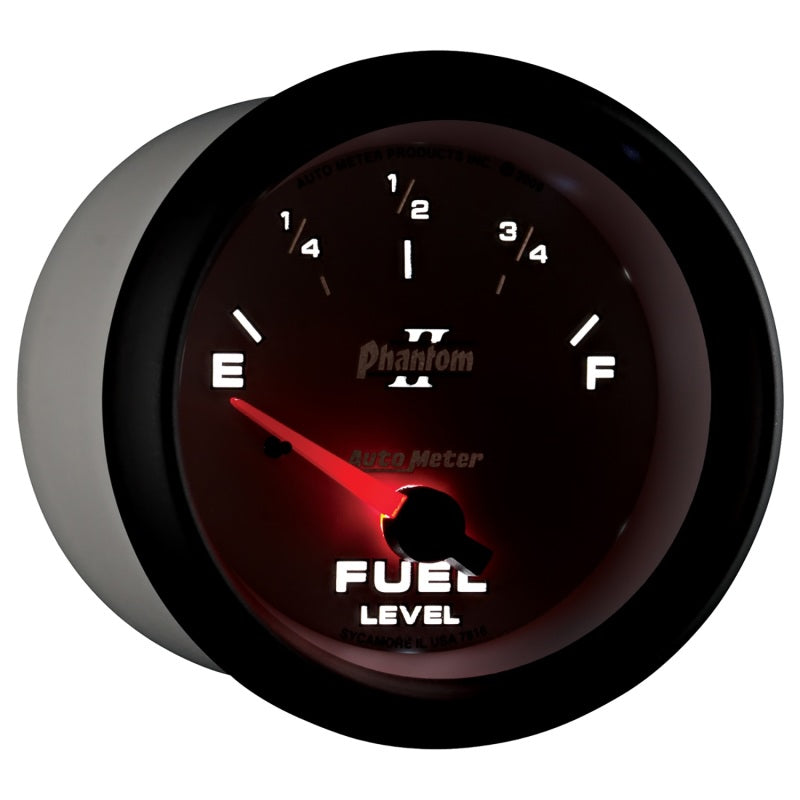 AutoMeter Gauge Fuel Level 2-5/8in. 240 Ohm(e) to 33 Ohm(f) Elec Phantom II 7816
