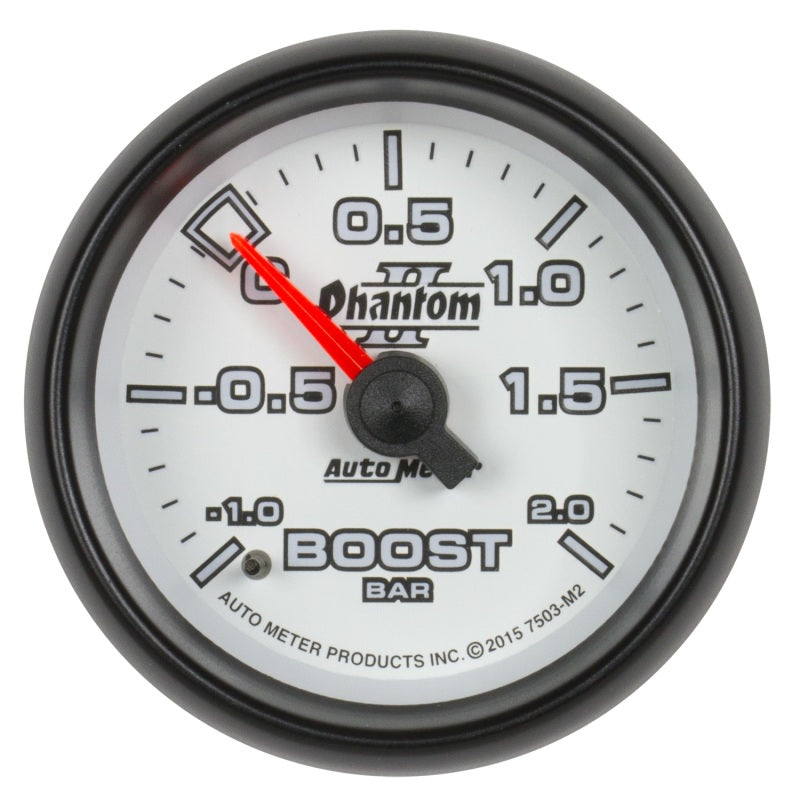 Autometer Phantom II Gauge Vac/Boost 2 1/16in -1 - +2 Bar Mechanical Phantom II 7503-M2