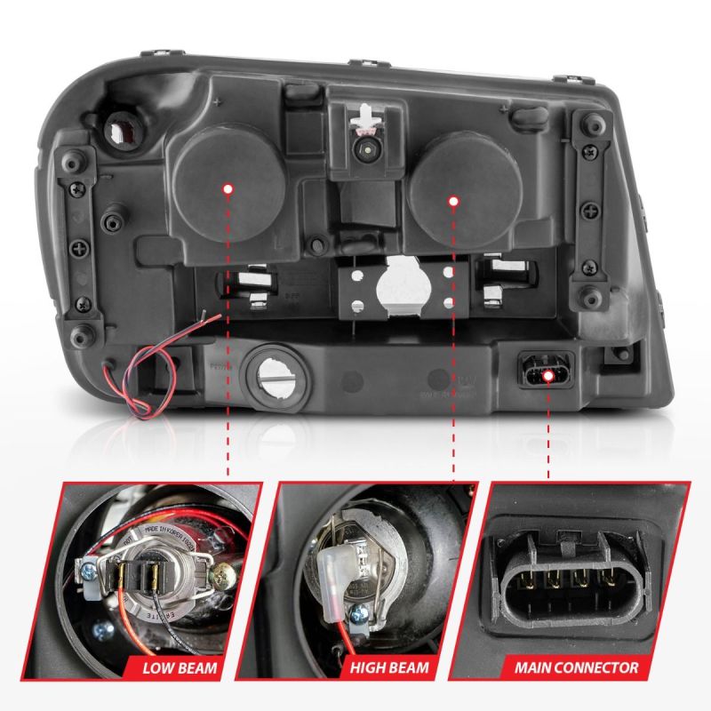 ANZO 02-09 Chevrolet Trailblazer Projector Headlights w/ Halo Chrome Housing (Non-LT Models) 111573