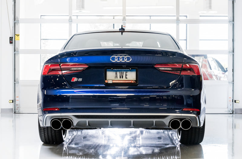 AWE Tuning Audi B9 S5 Coupe 3.0T Track Edition Exhaust - Chrome Silver Tips (102mm) AWE Tuning