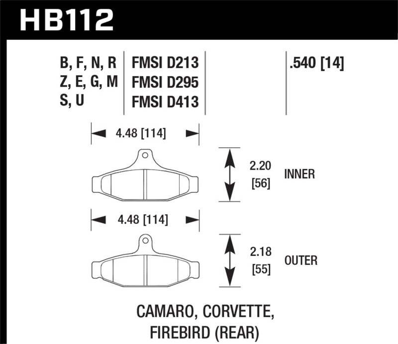Hawk Performance ER-1 Rear Brake Pads - HB112D.540 Hawk Performance