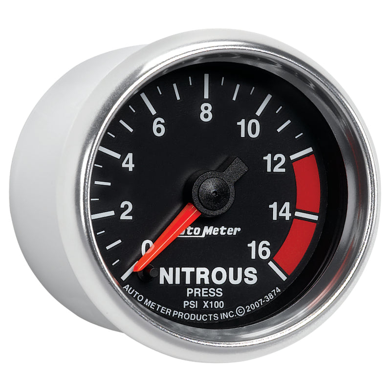 Autometer GS 2 1/16in. 1600PSI Nitrous Fuel Pressure Gauge 3874
