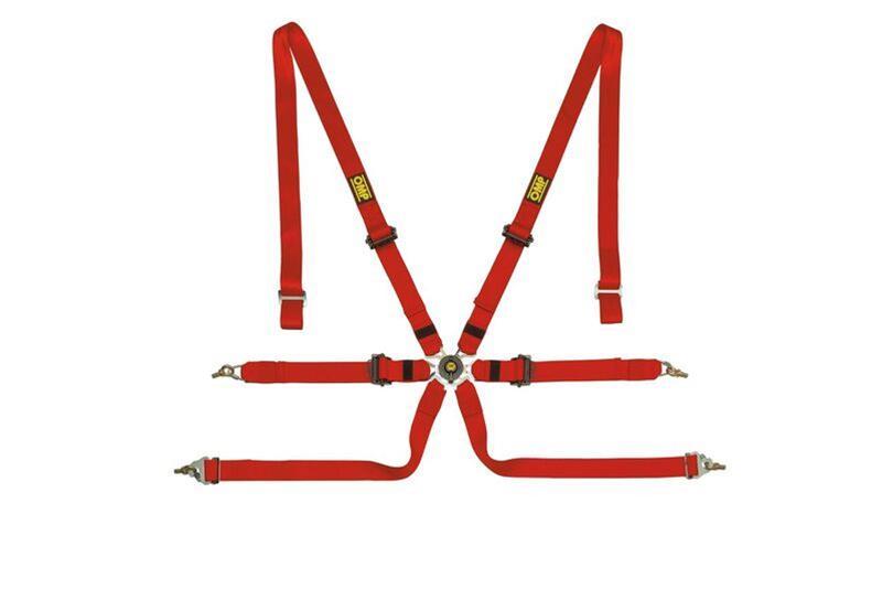 OMP ONE 2" 6-Point Pull-Down Racing Harness - Red - FIA 8853-2016 - DA0-0202-A01-061