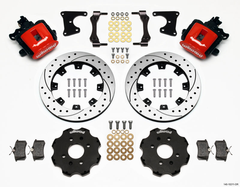 Wilwood Combination Parking Brake Rear Kit 12.19in Drilled Red Civic / Integra Drum 2.71 Hub Offset Wilwood