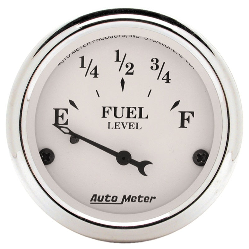 Autometer 2-1/16in 0-90 Fuel Level Air-Core GM Old Tyme White Gauge 1604