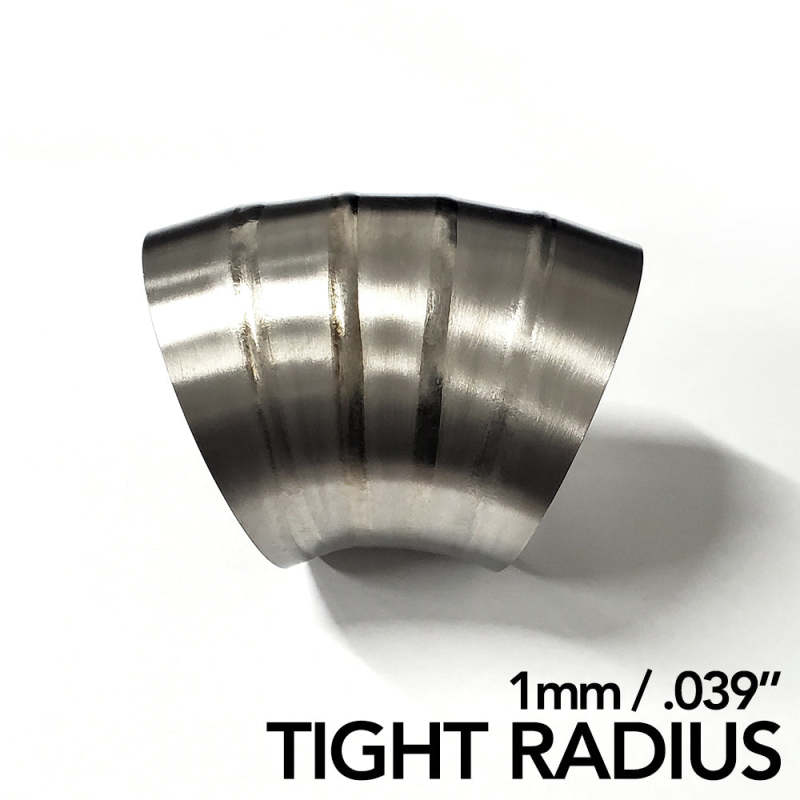 Ticon 3.5in Dia 1D Tight Radius 45Deg Bend 1mm/.039in Pre Welded Titanium Pie Cut 5pk