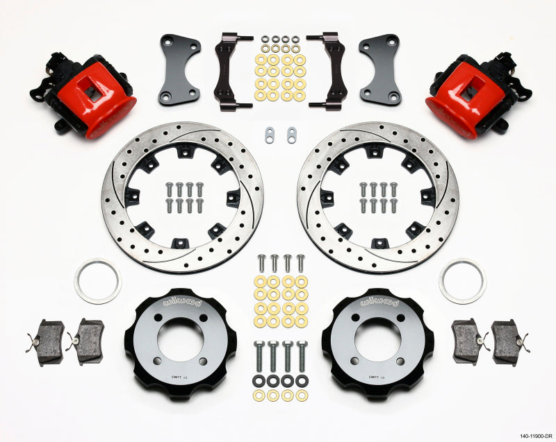 Wilwood Combination Parking Brake Rear Kit 11.75in Drilled Red 2011 Fiesta Rear - eliteracefab.com