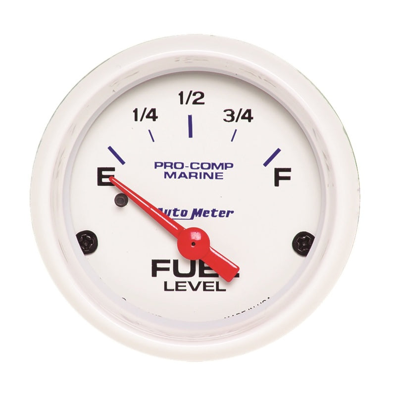 Autometer Marine White Gauge 2-1/16in Electric Fuel Level Gauge 200760