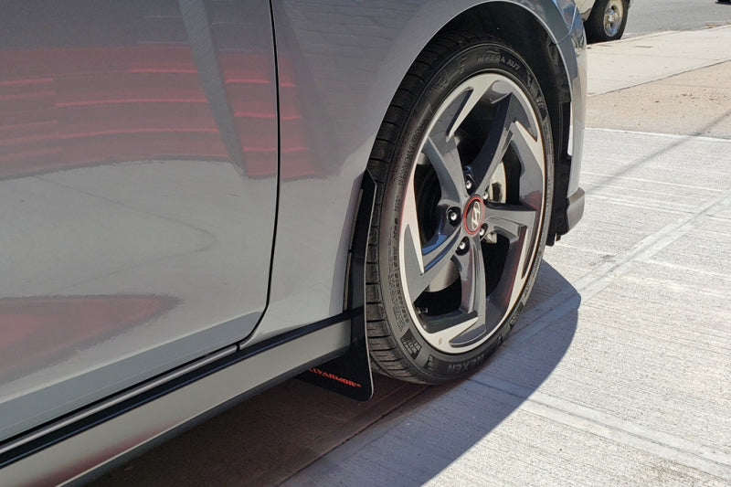 Rally Armor 2019+ Hyundai Veloster Turbo R-Spec UR Black Mud Flap w/ Dark Grey Logo - eliteracefab.com