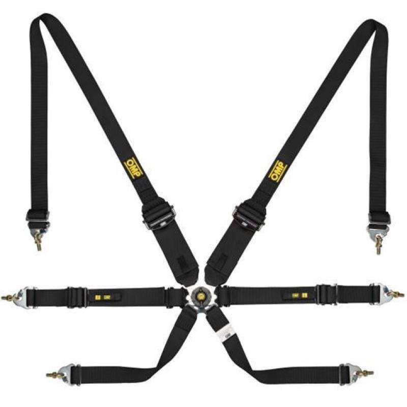 OMP ONE 3+2 6-Point Convertible Racing Harness - Black - FIA 8853-2016 - DA0-0205-A01-071