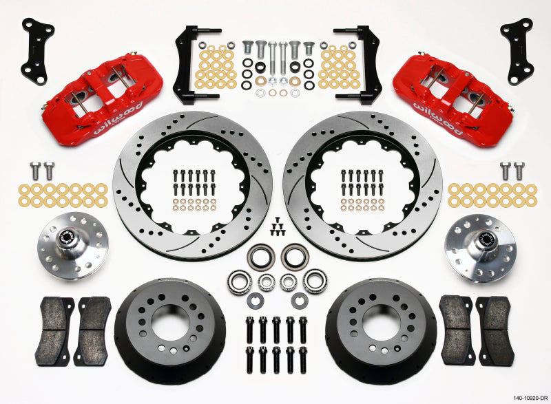 Wilwood AERO6 Front Hub Kit 14.00 Drilled Red 67-69 Camaro 64-72 Nova Chevelle Wilwood