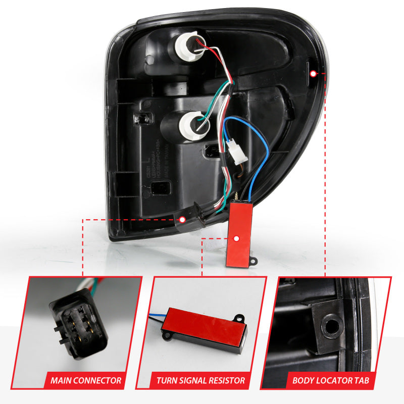 ANZO 2004-2007 Dodge  Grand Caravan LED Tail Lights w/ Light Bar Black Housing Clear Lens ANZO