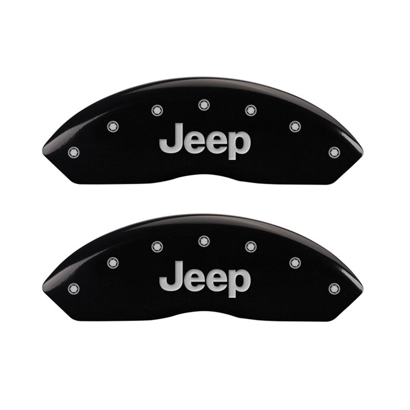 MGP Front set 2 Caliper Covers Engraved Front JEEP Black finish silver ch MGP